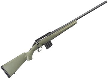 Picture of Ruger American Predator Bolt Action Rifle - 223 Rem, 22", 1/2"-28 Threaded, Blued, Alloy Steel, Moss Green Composite Stock, 5rds AR Mag, AR Style Mag Release, Picatinny Rail