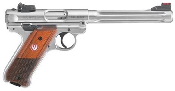 Picture of Ruger Semi Auto  Rimfire Pistol - Mark IV Hunter, 22LR, 6.88" BBL, 1:16" RH, Stainless Steel, 10rds, Adjustable Rear Sights