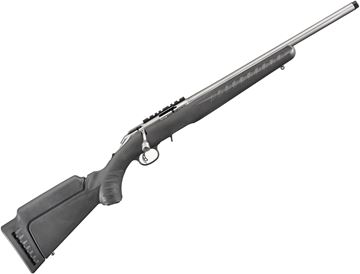 Picture of Ruger American Rimfire Bolt Action Rifle - 22 LR, 18", 1:16", Stainless Steel, Synthetic Stock, 10rds, Threaded Muzzle 1/2"-28, Adjustable Trigger, One-Piece Scope Rail