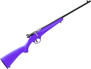 Picture of Savage Arms Youth Series, Rascal Single Shot Bolt Action Rimfire Rifle - 22 S/L/LR, 16.125", Satin Blued, Carbon Steel, Matte Purple Synthetic Stock, Adjustable Peep Sights, AccuTrigger