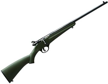 Picture of Savage Arms Youth Series, Rascal Single Shot Bolt Action Rimfire Rifle - 22 S/L/LR, 16.125", Satin Blued, Carbon Steel, Matte Green Synthetic Stock, Adjustable Peep Sights, AccuTrigger
