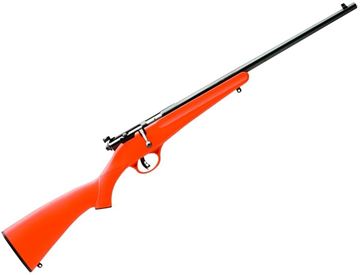 Picture of Savage Arms Youth Series, Rascal Single Shot Bolt Action Rimfire Rifle - 22 S/L/LR, 16.125", Satin Blued, Carbon Steel, Matte Orange Synthetic Stock, Adjustable Peep Sights, AccuTrigger