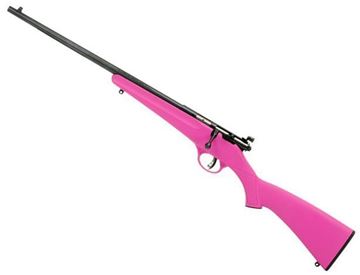 Picture of Savage Arms Youth Series, Rascal Single Shot Bolt Action Rimfire Rifle - 22 S/L/LR, 16.125", Satin Blued, Carbon Steel, Synthetic Pink Stock, AccuTrigger, Left Hand