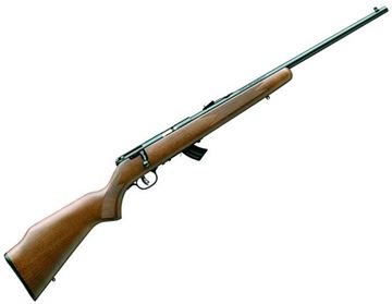 Picture of Savage Arms Mark II Series, Mark II G Rimfire Bolt Action Rifle - 22 LR, 21", Satin Blued, High Luster Natural Wood Stock, 10rds, AccuTrigger
