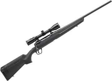 Picture of Savage Arms Axis Series Axis II XP Bolt Action Rifle - 7mm-08 Rem, 22", Matte Black, Rugged Black Synthetic Stock, 4rds, w/ Bushnell Banner 3-9x40mm Scope, AccuTrigger