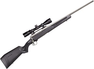 Picture of Savage Arms Model 110 Apex Storm XP Bolt Action Rifle - 243 Win, 24", Stainless, Black Synthetic Stock, Adjustable LOP, 4rds, With Vortex Crossfire II 3-9x40mm Scope, AccuTrigger