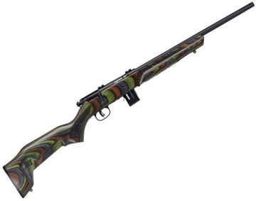 Picture of Savage Arms Minimalist Series, 93 Rimfire Bolt Action Rifle - 22 WMR, 18", Black, Carbon Steel, Green Minimalist Laminate Stock, 2 Piece Weaver Base, Threaded Muzzle, 10rds, AccuTrigger