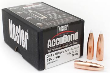 Picture of Nosler Bullets, AccuBond - 338 Caliber (.338"), 225Gr, Spitzer, 50ct Box