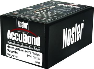 Picture of Nosler Bullets, AccuBond - 6mm Caliber (.243"), 90Gr, Spitzer, 50ct Box