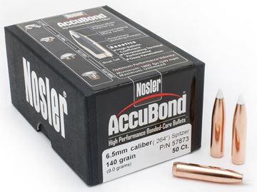 Picture of Nosler Bullets, AccuBond - 6.5mm Caliber (.264"), 140Gr, Spitzer Point, 50ct Box