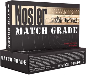 Picture of Nosler Match Grade Rifle Ammo - 223 Rem, 77Gr, Custom Competition Bullet Hollow Point, 20rds Box, Varmint & Targets, 1:8"