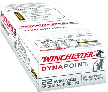 Picture of Winchester Dyna Point Rimfire Ammo - 22 Win Mag, 45Gr, Copper Plated HP, 50rds Box, 1550fps