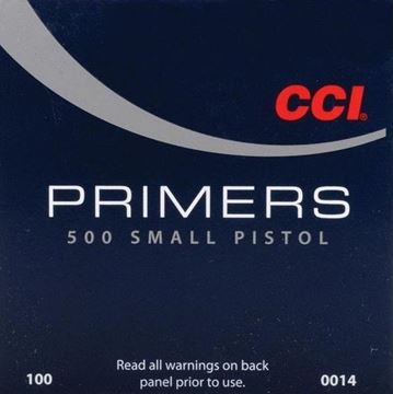Picture of CCI Primers, Standard Pistol Primers - No. 500, Small Pistol Primers, 100ct Pack