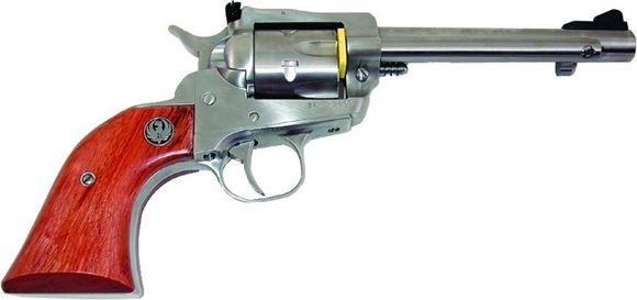 Picture of Ruger Single Action Rim Fire Revolvers - Single-Six, 22LR/22WMR, 4.62", Stainless, Hardwood Grips, 6rds, Adjustable Rear Sights