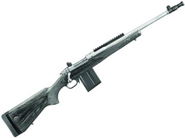 Picture of Ruger Scout Bolt Action Rifle - 308 Win, 18.7", Threaded w/Flash Suppressor, Matte Stainless, Black Laminate Stock, Post Front & Adjustable Rear Sights, Forward-Mounted Picatinny Rail, 10rds.