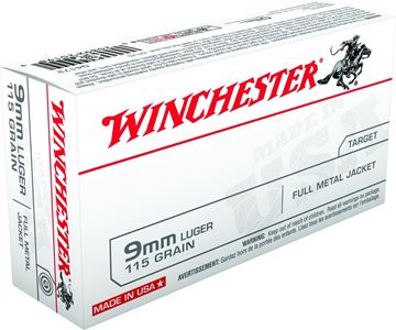 Picture of Winchester "USA" Handgun Ammo - 9mm, 115Gr, FMJ, 50rds Box