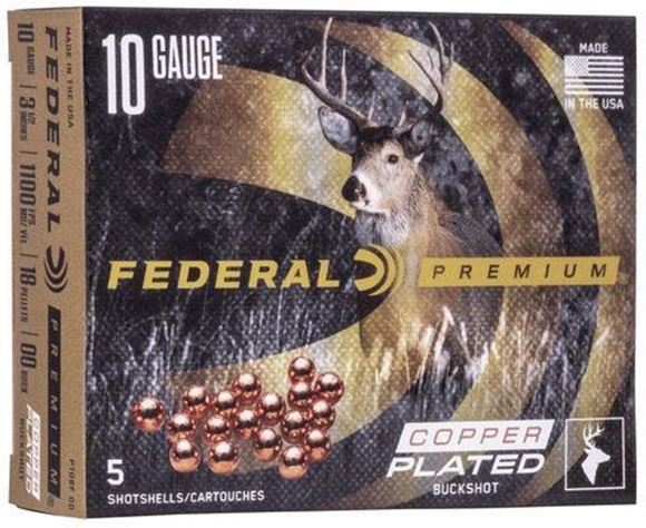 Picture of Federal Vital Shok Shotgun Ammo - 10ga, 3 1/2", 00 Buck, Magnum, Copper-Plated, 5rd Box, 1100 Fps