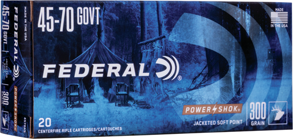 Picture of Federal Power-Shok Rifle Ammo - 45-70 Govt, 300Gr, Speer Hot-Cor HP (Soft Point), 20rds Box, 1850fps