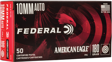 Picture of Federal American Eagle Handgun Ammo - 10mm Auto, 180Gr, FMJ, 50rds Box