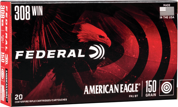 Picture of Federal American Eagle Rifle Ammo - 308 Win, 150Gr, FMJ BT, 20rds Box