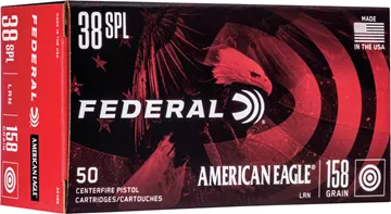 Picture of Federal American Eagle Handgun Ammo - 38 Special, 158Gr, Lead Round Nose, 50rds Box, 770fps