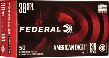 Picture of Federal American Eagle Handgun Ammo - 38 Special, 130Gr, Full Metal Jacket, 50rds Box, 890fps