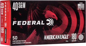 Picture of Federal American Eagle Handgun Ammo - 40 S&W, 180Gr, FMJ, 50rds Box