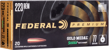 Picture of Federal Premium Gold Medal Rifle Ammo - 223 Rem, 77Gr, Sierra Matchking BTHP, 20rds Box