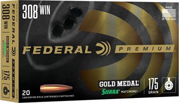 Picture of Federal Premium Gold Medal Rifle Ammo - 308 Win, 175Gr, Sierra Matchking BTHP, 20rds Box, 2600fps