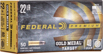 Picture of Federal Premium Gold Medal Rimfire Ammo - 22 LR, 40Gr, Solid, 500rds Brick, 1080fps