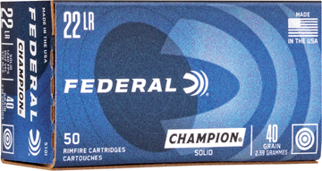Picture of Federal Champion Rimfire Ammo - High Velocity, 22 LR, 40Gr, Solid, 5000rds Case, 1240fps