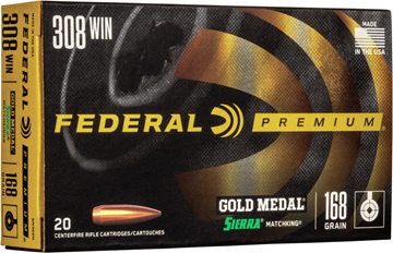 Picture of Federal Premium Gold Medal Rifle Ammo - 308 Win, 168Gr, Sierra Matchking BTHP, 200rds Case, 2650fps