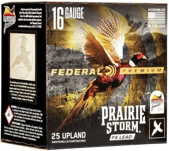 Picture of Federal Premium Prairie Storm FS Lead Load Shotgun Ammunition - 16Ga, 2-3/4", 1-1/8oz, #5, 25rds Box, 1425fps