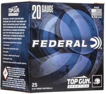 Picture of Federal Top Gun Sporting Clay Shotgun Ammo - 20ga, 2-3/4", 2-3/4 DE, 7/8 oz., #8, 25rds Box