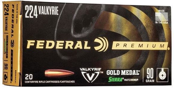 Picture of Federal Centerfire Rifle Ammo - 224 Valkyrie Sierra Matchking BTHP, 90gr, 200rd Case