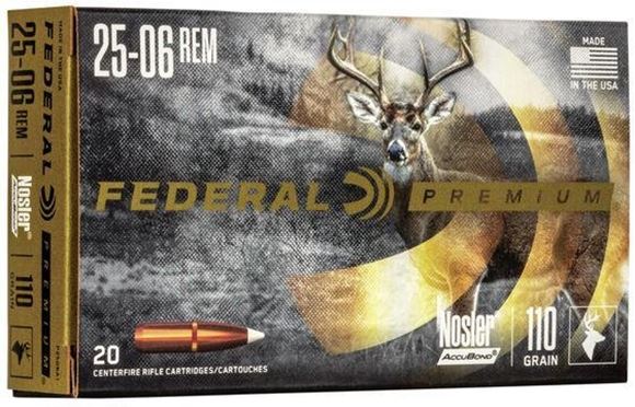 Picture of Federal Premium Vital-Shok Rifle Ammo - 25-06 Rem, 110Gr, Nosler Accubond, 3100fps