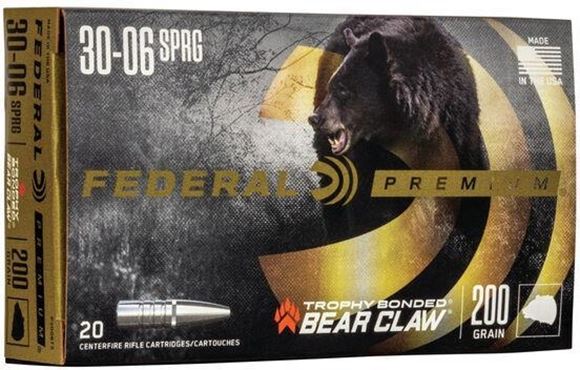 Picture of Federal Trophy Bonded Bear Claw Premium Rifle Ammo - 30-06 Springfield, 200gr, 20rds Box