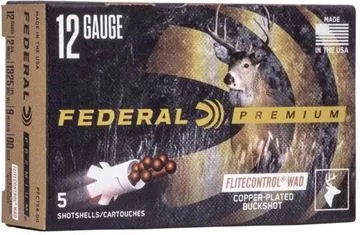 Picture of Federal Vital-Shok Shotgun Ammo - 12Ga, 2-3/4", 9P-00, Copper-Plated Buckshot w/ FliteControl, 5rds Box