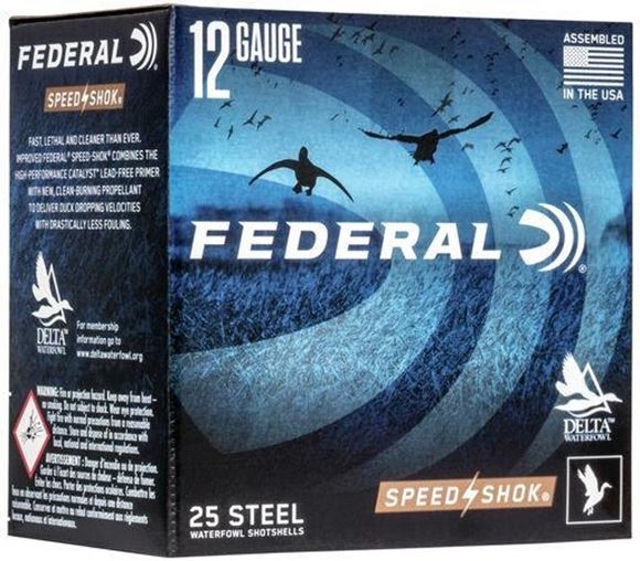 Picture of Federal Speed-Shok Waterfowl Load Shotgun Ammo - 12Ga, 3", 1-1/8oz, #2, Steel, 1550fps, 250rds Case