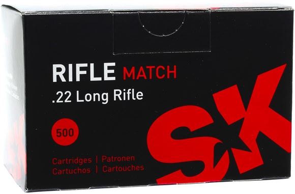 Picture of Lapua SK Rimfire Ammo - Rifle Match, 22 LR, 40Gr, Lead Round Nose, 500rds Brick, 1080fps