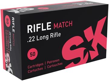 Picture of Lapua SK Rimfire Ammo - Rifle Match, 22 LR, 40Gr, Lead Round Nose, 50rds Box, 1080fps