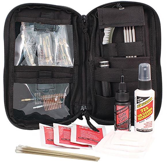 Picture of Slip 2000 Lubricants, Tactical Cleaning Kits - Tactical 3 Gun Cleaning Kit .22 - 223 / 357 - 9mm / .40 / 12ga, Tactical Bag, Cleaning Rod & Handle, Slip 200 Gun Lube & Gun Cleaner, Assorted Patches & Patch Holder, Bronze Brushes & Jags