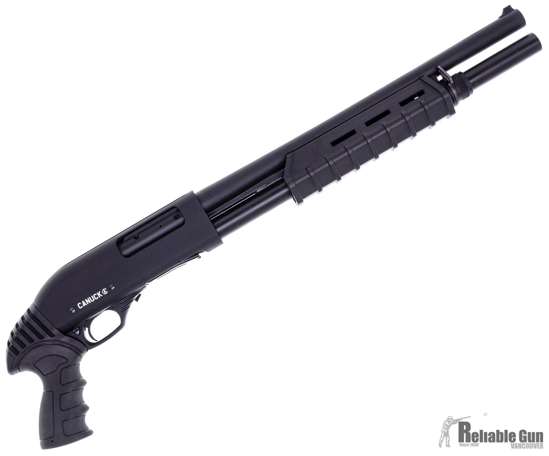 Used Canuck Enforcer Pump Action Shotgun 12Ga, 3", 17", Blued, Aluminum Receiver, Pistol Grip
