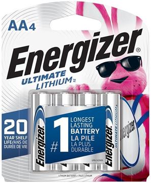 Picture of Energizer Batteries, Speciality Batteries, Specialty Lithium/Photo Batteries - AA4 Energizer Ultimate Lithium Battery, 4-Pack, 1.5V