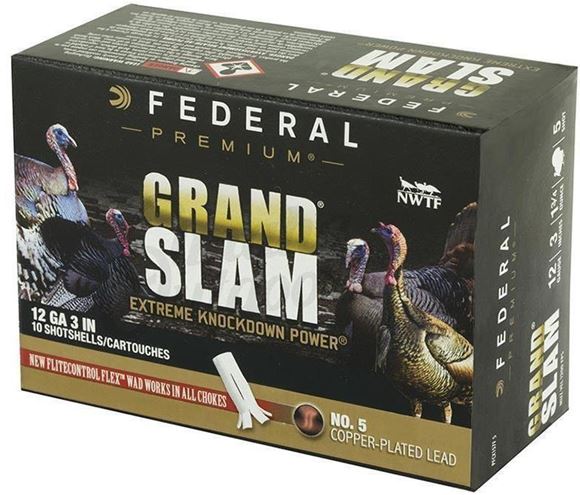 Picture of Federal Premium Grand Slam Shotgun Ammo - 12Ga, 3", 1-3/4oz, 1200fps, #5, 50rds Brick