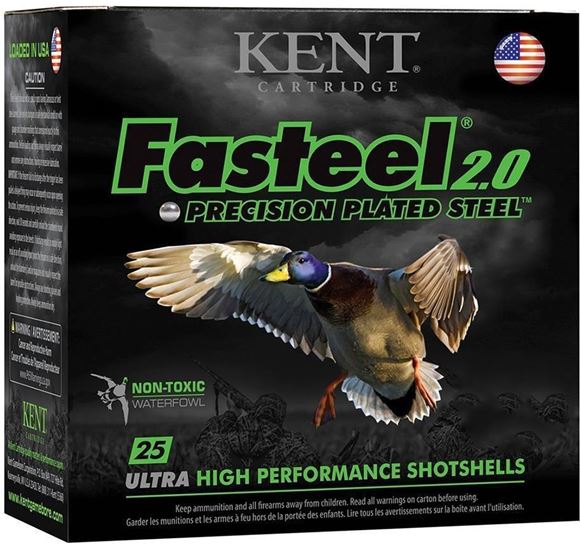 Picture of Kent Fasteel Precision 2.0 Steel Waterfowl Shotgun Ammunition - 12Ga, 2-3/4", 1-1/16oz, BB, 25rds Box, 1550fps