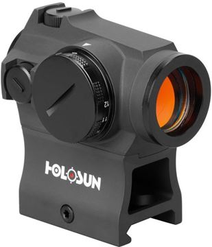 Picture of Holosun Reflex Sights - HS403R Micro Reflex Sight, Black, 2 MOA Red Dot,10DL & 2NV Brightness Settings, Rotary Switch, Multi-Layer Coating, Waterproof IP67, w/Lower 1/3 AR Height Mount & Low Base, CR2032, 100,000 hrs
