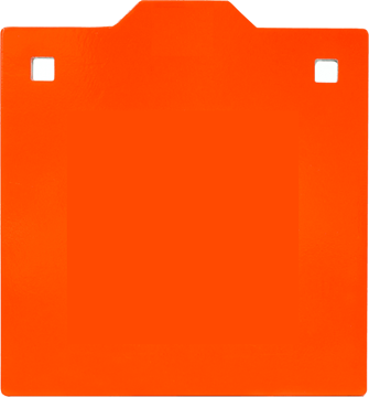 Picture of Riddleworks Enterprises Targets - AR 500 Gong, 9"x9"x3/8", Neon Orange Paint, w/Square Holes For Carriage Bolts, For 7.62x39/308/223/30-06 & More
