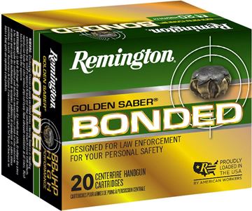 Picture of Remington Golden Saber Bonded High Performance Handgun Ammo - 45 Auto, 185Gr, BJHP Bonded, 20rds Box