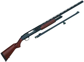 Picture of Mossberg 500 Combo Field/Slug Pump Action Shotgun - 12Ga, 3", 28", Vented Rib, Dual Bead Sights, Accu-Set (F,M,IC) / 24", Rifled, Rifle Sights, Wood Stock, 6rds
